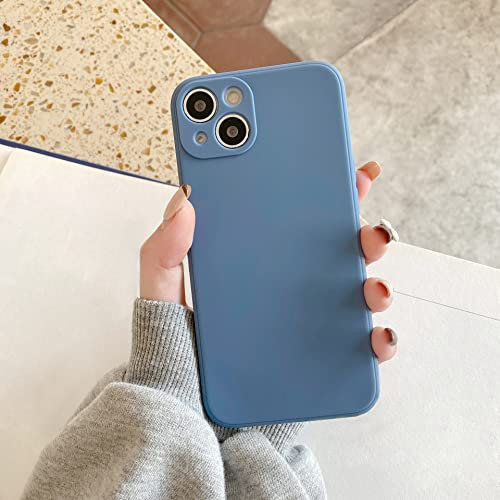 UEEBAI Silicone Case for iPhone 14 6.1 inch, Slim Liquid Silicone Case Shockproof Full Body Protection Phone Case with Anti-Scratch Microfiber Ultra Slim Soft Bumper Cover - Grey Blue
