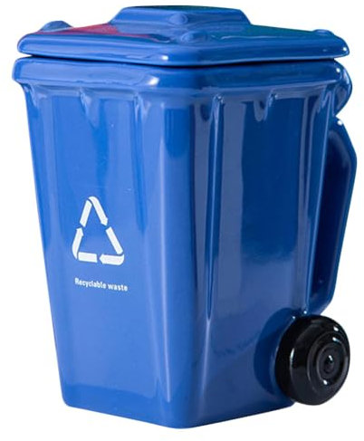 SHERCHPRY Insulated Coffee Mug Ceramic Water Mugs Mini Curbside Trash Bins Multi-function Coffee Mug Desktop Recycle Can Drinkware Decorative Coffee Cups for Home Glassware Drinkware Blue Gaming Mugs