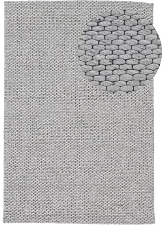 carpetfine Wollteppich Sina weicher handweb Teppich Natur Grau 160x230 cm | Zeitloser Wollteppich für Wohnzimmer, Schlafzimmer & Kinderzimmer