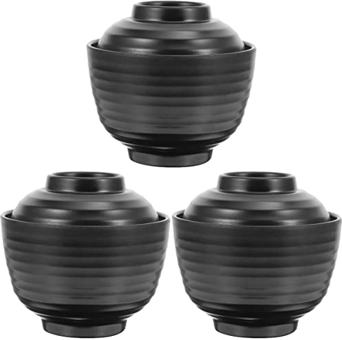 BOSUGE 3 uds Postre humeante cazuela Multifuncional para exquisitos Fideos Miso Estilo japonés Recipiente Lacado Pasta arroz Platos Cuencos medicinales Mini natillas Comida con Cocina