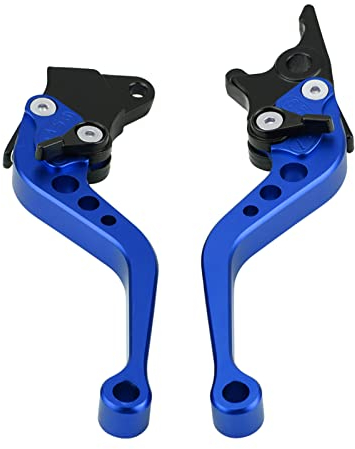 TKSE Motorrad-Bremshebel, 1 Paar CNC-Aluminium-Motorrad-Kupplungs-Trommelbremshebelgriff(Blau)