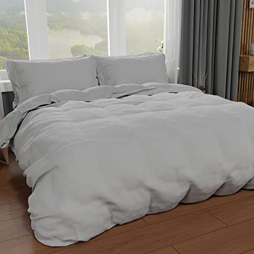 PETTI Artigiani Italiani - Set Copripiumino Singolo 150x200 cm (1 Federa 50x80 cm Inclusa), Parure Copripiumino Morbida Microfibra Tinta Unita Grigio Chiaro
