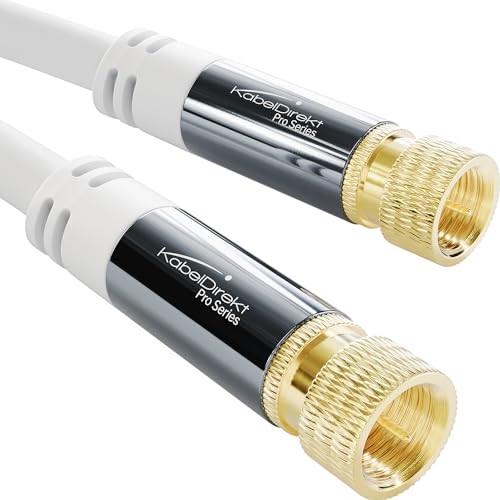 KabelDirekt – Cable SAT, cable coaxial de internet, cable de satélite – 1 m Blanco – Cable de televisión con conector F resistente a roturas y protección múltiple (radio, DVB-T2, DVB-C, DVB-S2)