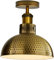 LEDSone Industrial Modern Semi Flush Mount Ceiling Light Metal Dome Pendant Fixture with E27 Socket Yellow Brass Finish for Kitchen, Dining Room, Hallway, Bedroom, Living Room