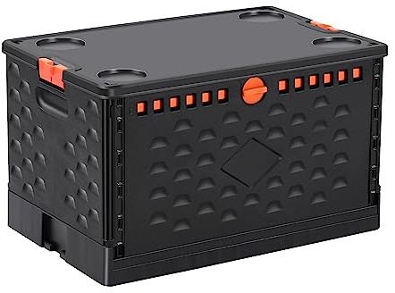 Collapsible Storage Bin with Lid Heavy Duty 16 Gallon Stackable Milk Crate