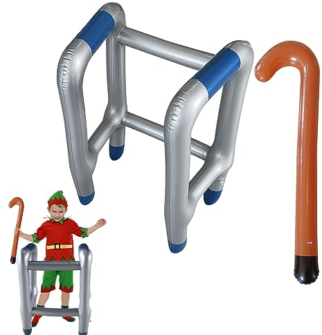 Aufblasbare Gehhilfe und Aufblasbarer Spazierstock /Gehstock, KostüM Fasching für Ihr KostüM Als Oma Oder Opa Zum Karneval Fasching Oder Als Gag Zum Geburtstag Scherzartikel für Jede Party Von