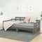 DJEKA Tagesbett Ausziehbar 2X(90x200) cm Jugendbett 90x200 cm Bett Mit Ausziehbett Grau-35 Tagesbett 90x200 Ausziehbar Tagesbett aus Holz Tagesbettgestell Sofabett SchlafsofaMassivholz Kiefer