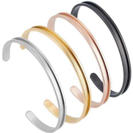 UNICRAFTALE 4 Stk 4 Farben 6.6cm Einstellbar C Förmige Leere Manschetten Armreifen Gerillte Manschetten Armreifen Edelstahl Offenes Leere Haargummi Armband Für DIY Inlay Ton Strass Armreifherstellung