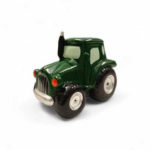 Spardose Traktor Sparschwein aus Keramik in Grün