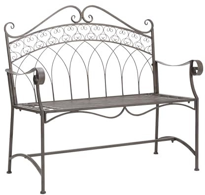 Dehner Gartenbank Antik, 2-Sitzer Bank in Vintage-Optik, 110 x 55 x 103.5 cm, Eisen, braun