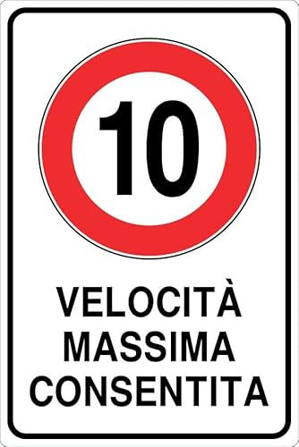 GLOBAL CARTELLO IN LAMIERA SCATOLATA RETTANGOLO 60X40 cm - LIMITE DI VELOCITÀ PERSONALIZZABILE - SEGNALE CATARIFRAGENTE (Classe 1)
