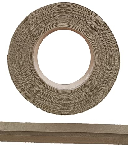 ME:NaMa Schrägband aus 100% Baumwolle - 10 m x 18 mm (gefalzt) - Hochwertiges Einfassband, Baumwollband, Schrägband - Ideal zum DIY-Nähen - In Belgien hergestellt, auf Einer Rolle (Khaki)