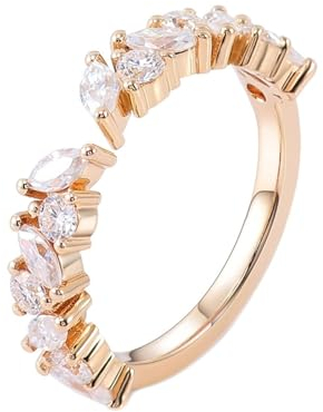 Wycian Ring Deko, Verlobungsring Damen 54 14 Karat Roségold Moissanit Marquiseschliff Weiß Personalisiert Für Verlobung Verlobungsring Vintage