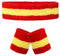 3-Set Schweißbänder Stirnband Armbänder Retro neon 80er 90er Outfit Sport Karneval Accessoires (Rot Gelb Rot)