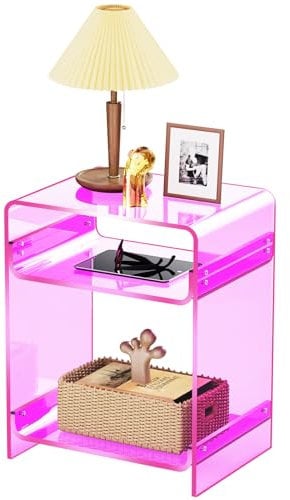 solaround Acryl Beistelltisch, Transparenter Beistelltisch, Nachttisch, 30 x 40 x 50 cm (Rosa)