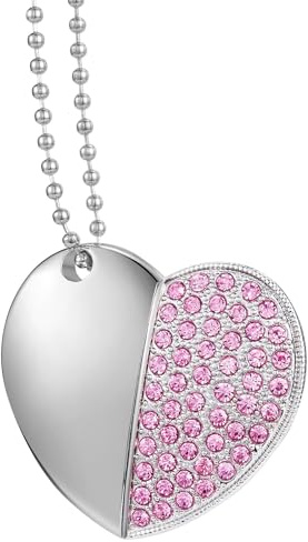 GARRULAX USB-Stick, 16 GB/32 GB/64 GB/128 GB, USB 2.0, herzförmiger Speicherstick mit Datumsspeicher, Pendrive-Thumb Drives mit Kette(Pink Heart,32GB)