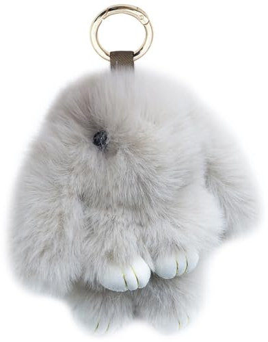 Xsclpomddy Plüsch-Häschen-Schlüsselanhänger Pom Poms Taschenanhänger Handtasche Autoschlüssel Plüsch-Pom Pom Dekoration,apricot,18cm