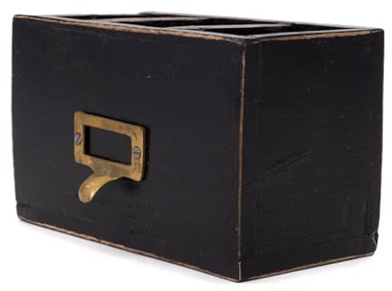 LS-LebenStil Holz Apotheker Schublade Napoli - Country Schwarz - 18x12cm - 3 Fächer Cutlery Besteckkorb Ablage Besteck-Utensilienhalter Stiftebox Stifteköcher Büro Schreibtisch Küchen-Organizer