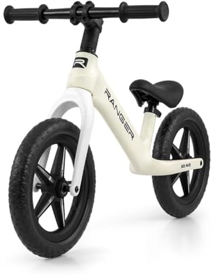 Milly Mally Ranger Flash Leichtes und Robustes Laufrad für Kinder mit 12 Unplattbaren Eva-Rädern, Höhenverstellbarer Sattel, Leuchtende Felgen, Ergonomisches Design, Ab 2 Jahren (White)