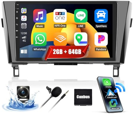CAMECHO 1G+32G Android 13 Car Stereo for Nissan Qashqai J11 Xtrail T32 2014-2019 with Carplay Android Auto 10.1 Touch Screen Car Radio with GPS Navigation HiFi Bluetooth FM WiFi + AHD Backup Camera