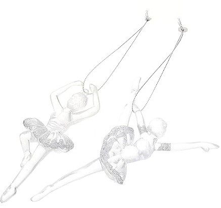 MUSISALY 2stücke Ballerina Mädchen Anhänger Aus Acryl Silber Glitzer Effekt Weihnachtsbaumschmuck Deko Puppe Für Baum Tür Fenster Und Raumdekoration