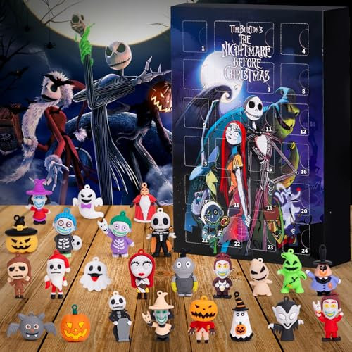 Nightmare Before Christmas Adventskalender, Weihnachts-Adventskalender 2024, 24 Tage, Weihnachts-Countdown-Kalender mit 24 Stück, Sammlerstück, Geschenke für Kinder und Erwachsene