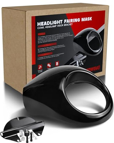 FLYINGWING Copertura faro maschera forcella cappuccio faro visiera supporto compatibile con Harley Sportster 883 1200 Dyna XL/FX 1973-2024