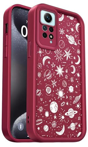 PanXCase Funda para Xiaomi Redmi Note 12 Pro 4G / Note 11 Pro 5G/4G - Carcasa Silicona Delgada Suave Ligera Elegante Diseño, Protección Cámara Antichoque Antiarañazos Cover (Wine Red,Planets)