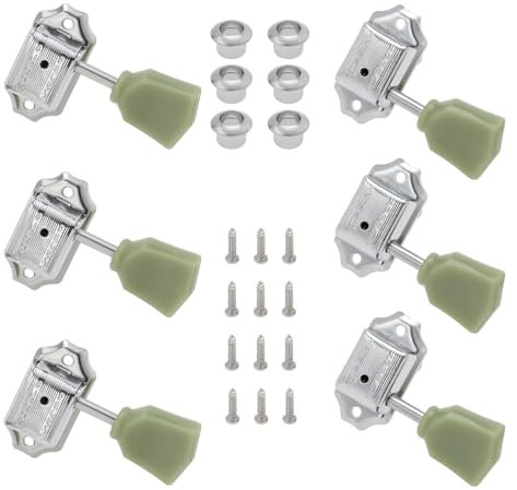 SG Store Set di 6 accordatori vintage WJ44 3L3R, set di accordatori 1:15, per chitarre con fori per paletta da 8 mm (cromato)