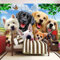 Fototapete 3D Effekt Vlies Tapeten Wandbild Moderne Art Wandtapete Wohnzimmer Schlafzimmer Küche L 200 x 140cm(B x H) Tierische Hunde