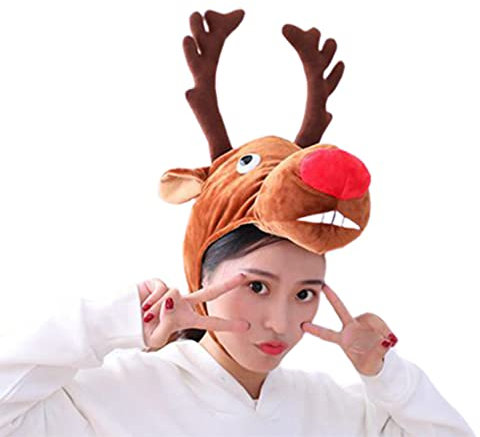Zkydhbd Hut, Elch, Hirsch, Elch, Kopfbedeckung, Plüschtier, Stofftier, Fotografie, Kopfbedeckung, Hut, Festival, Party, Foto-Requisiten, siehe abbildung, 41