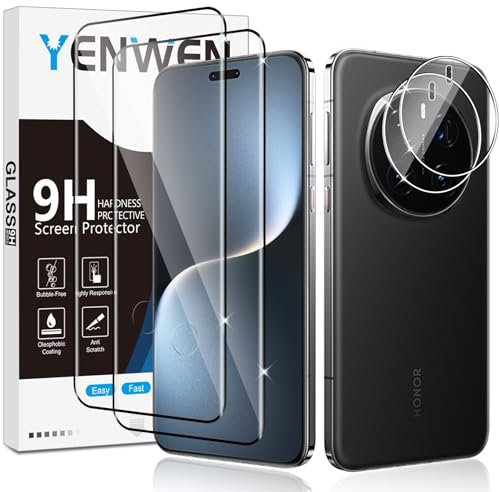 Yenwen Schutzfolie für Honor Magic 7 Pro für Panzerglas, 2 Stück Displayschutz mit 2 Stück Kameraschutz für Honor Magic7 Pro 5G, 9H Härte Schutzglas Anti-Kratzer Handy Folie Panzer Schutz Glas