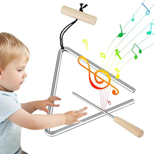 Triangle Percussion Instrument - Hand Steel Triangle Percussion Instrument - Steel Triangle Instrument Excellent And Vibrant Sound Quality, With Very Crisp And Long Sound