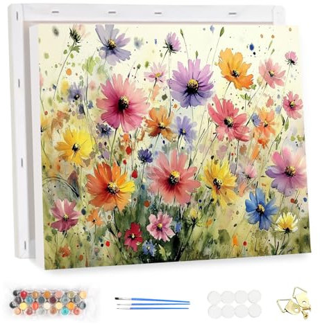 MEIYUDA Peinture par Numero Adulte avec Cadre Encre Style Fleur, DIY Kit Peinture, Pinceaux Peinture de Dessin de Pigment Acrylique, Loisirs Créatifs Adultes Decoration Maison Cadeau 40x30cm