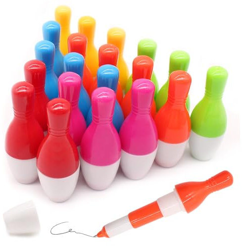 20 Stücke Bowling Kugelschreiber, Mini Bowling Stifte Druckkugelschreiber Kunststoff Kugelschreiber Bowling Rollerball Stifte für Kinder, Studenten, Schreibwaren, Schulbedarf (Gemischte Farben)