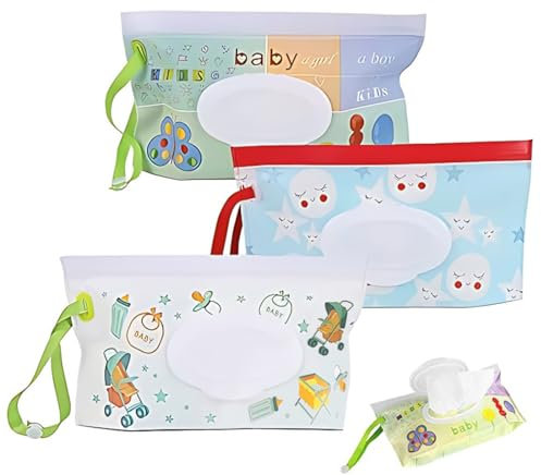 XOXVURI 3Pcs Baby Wet Wipes Dispenser Porta Salviette Umidificate Baby Wipes Travel Case Reusable Waterproof Makeup Wipes Containers