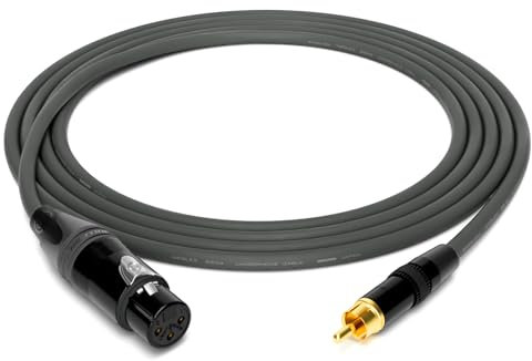 enoaudio Mogami 2534 Quad Professional Studio Cable | Neutrik Gold XLR Female - RCA | HiFi, Grey, 3.0 m