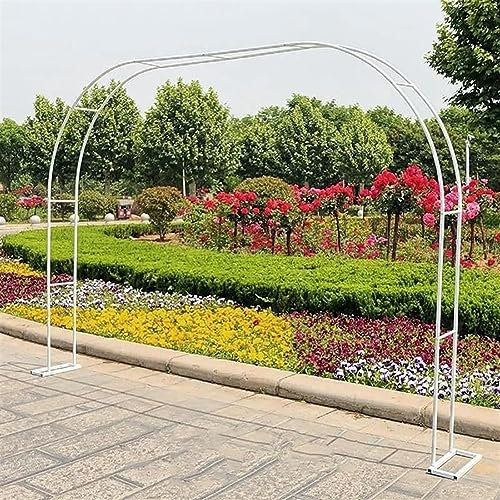 Arco de metal para jardín, pérgola grande para plantas trepadoras, decoración de bodas y fiestas, color blanco/negro, cobre, diámetro del tubo grueso (120 x 220 cm)