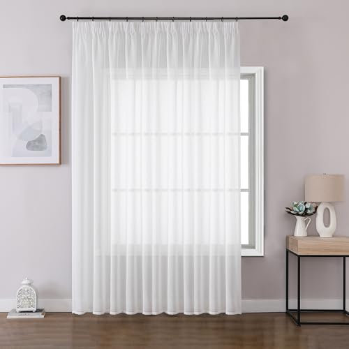 Joydeco Weiß Maßgeschneidertes Stück Vorhänge für Schienensystem Schiene Gardinen Transparent Vorhang Durchlässig Curtains Modern Living Room