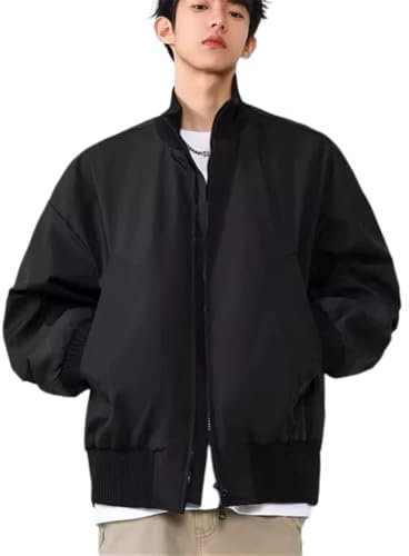 NITRY Langarm Jacke Herren Sport Mode Casual Übergangsjacke Jugend Persönlichkeit Trend Outdoorjacke Klassisch Komfortabel All-Match Lichtjacke E-Black 3XL