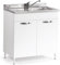Linea Azzurra Sottolavello 80 Solo Mobile Cucina con 2 Ante in Legno Made in Italy H85xL80xP50cm Facile da Montare (Vasca a Destra, Bianco Frassinato)