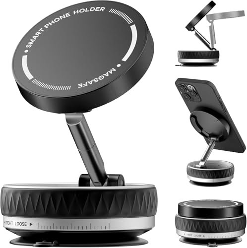 Gerbala Support de Téléphone de Voiture Magnétique à Aspiration sous Vide, Ventouse la Plus Puissante de 66 LB, Support de Téléphone de Voiture Magnétique Réglable à 360 ° (B)