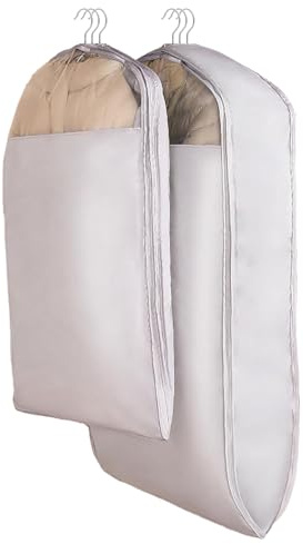 Borse per Abiti Con Cerniera a Compressione Automatica, Copriabiti Antipolvere Di Lunga Durata, Custodia per Abiti Da Armadio Di Grande Capacità E Risparmio Di Spazio (Size:130cm-2Pcs)