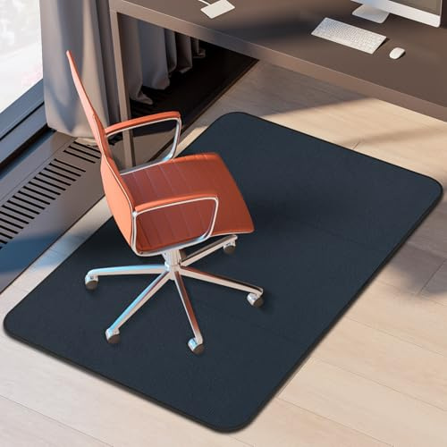 MUEZDUR Office Chair Mat for Carpet and Hardwood Floor, 90x120cm Corduroy Carpet Protector Chair Mat for Home & Office, Easy Glide Heavy-Duty Folding Mat (Navy Blue)