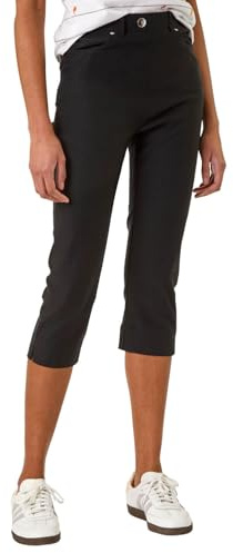 Roman Originals Lift Sculpt Shape Cropped Stretch Trouser for Women UK - Ladies Everyday Holiday Spring Summer Comfy Soft Evening Vacation Work Party - Black - Size 10