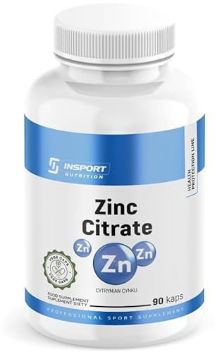 ZINK 90 Kapseln | Hochdosiert 15 mg Zink aus Zinkcitrat | Immunsystem Unterstützung, Haut, Haare, Nägel, Zellschutz | Vegan & Ohne Zusatzstoffe | INSPORT