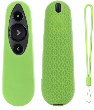 Silikon-Schutzhülle für Logitech R500S/R500 Presenter, stoßfeste Abdeckung mit rutschfestem Griff und Lanyard, Fernbedienungshülle für kabelloses Präsentationszubehör (leuchtet in Dunkelgrün)