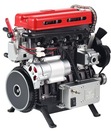ControlCraze 3D Metal Inline-4 Engine Model Kit, 364+ PCS Turbocharged DIY Engine Build Set, Mechanical Engineering Model for Adults & Teens, L4 Car Motor, Mini Assembly Kit – Black and Red