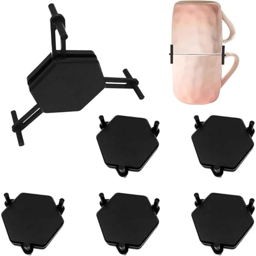 YULIAO Lot De 6 Porte-Tasses À Café Empilable, Organiseur De Tasses Empilable, Cuisine Pour Placard Et Économiser De l'Espace, Utilisé Pour Les Tasses à Thé Et Les Tasses à Café, Noir (noir)