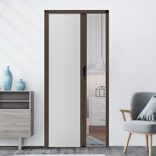 yurstcggh Falttür Komplettset,Faltschiebetür,Türrahmen aus Aluminiumlegierung,Schiebe-Falttor for Privatsphäre,Verdunkelungs-Falttür for Küche,Schlafzimmer 75×180cm Weiß